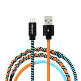 Crossloop fast charging Micro USB cable in orange & blue